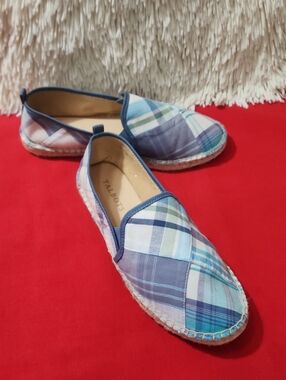 Talbots Izzy Espadrilles - Madras Plaid Blue and White Loafers